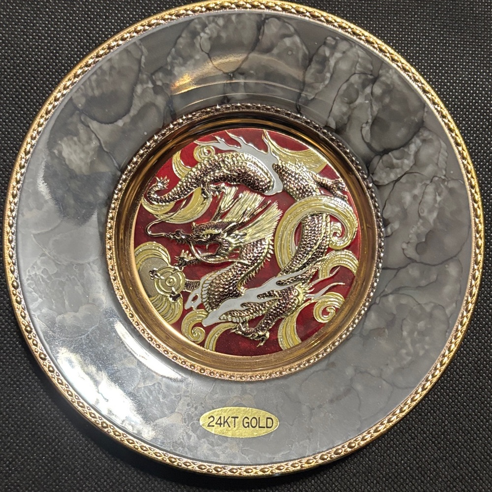 24KT Gold Dragon Decorative Plate